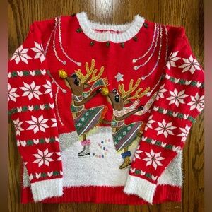 Holiday Christmas Time Sweater w/ Dancing Reindeer